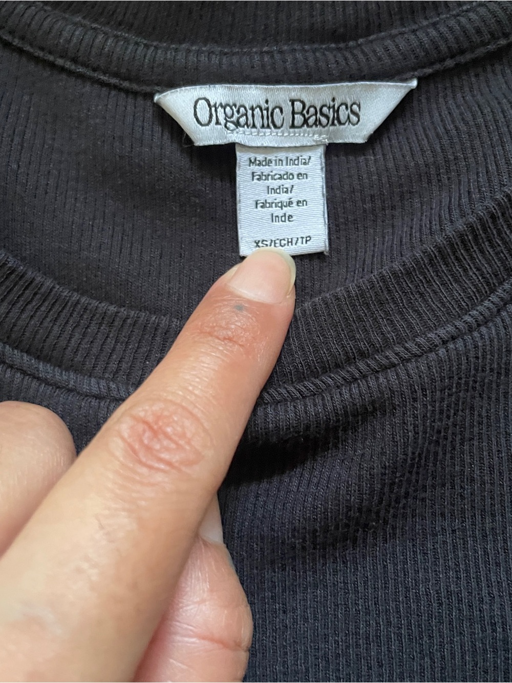 Organic basics cap sleeve baby tee black ribbed cotton - Picture 3 of 3